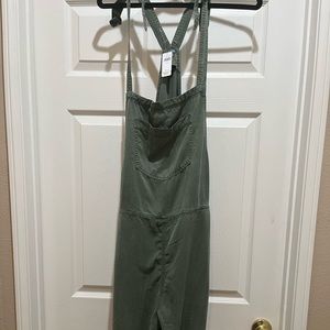 Aerie NWT Army Green Overalls Tie Closure Lyocell XXL